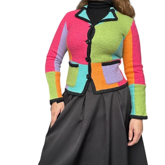 Bellepointe 100% wool Retro Colorblock Cardigan - Small - Picture 3 of 12